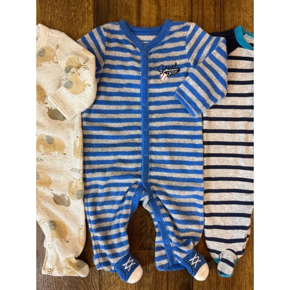Carters‎ Baby Boy 6 Months Footed Sleepers Pajamas Outfits Clothes Lot Baseball